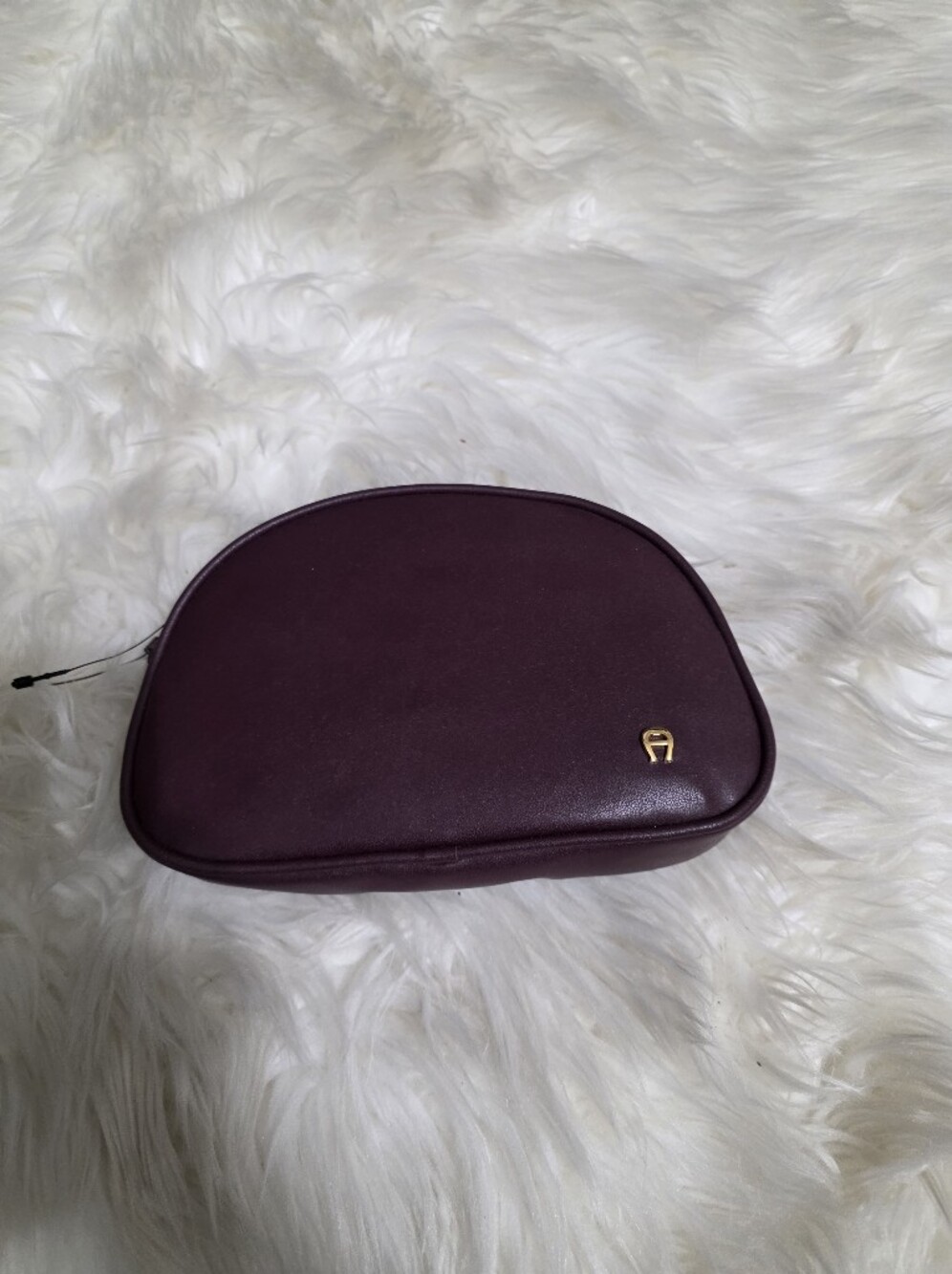 Etienne Aigner Plum Cosmetic Bag with Gold Logo
